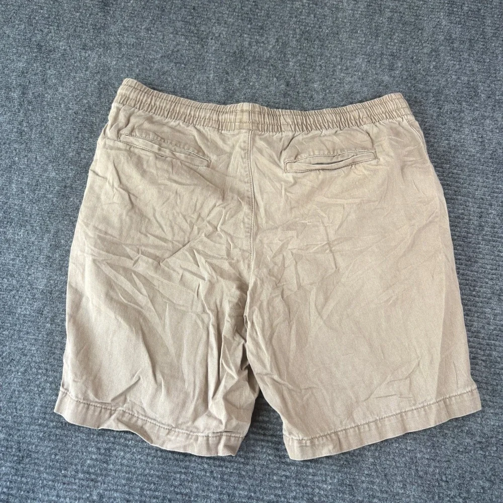 Sonoma Goods For Life Mens Khaki Tan Elastic Waist Drawstring Cotton Shorts 32
